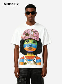 T-SHIRT NOISSEY WHITE OVERSIZE ART BIMBA A RIGHE