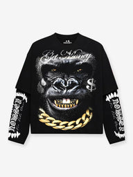 T-SHIRT LONG SLEEVE BLACK ART GORILLA