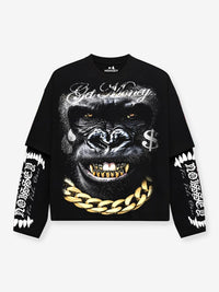 T-SHIRT LONG SLEEVE BLACK ART GORILLA