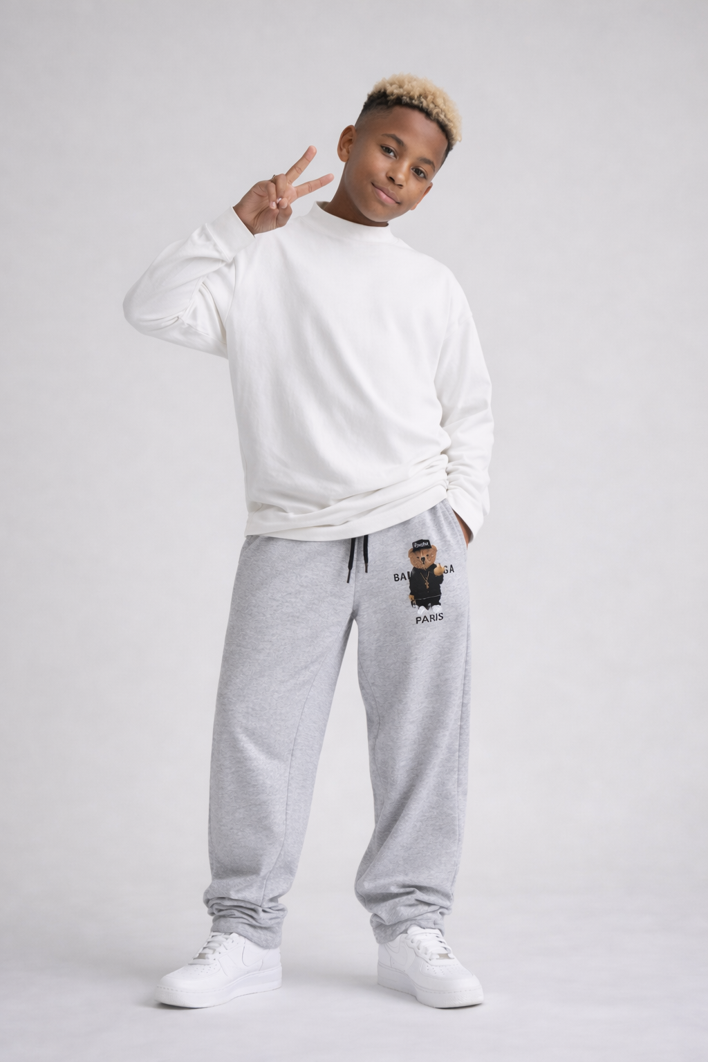 PANTALONE DI TUTA BAMBINO OVER  PIU' COLORI - STAMPA ORSO  - HAMEN - ART. ORSO