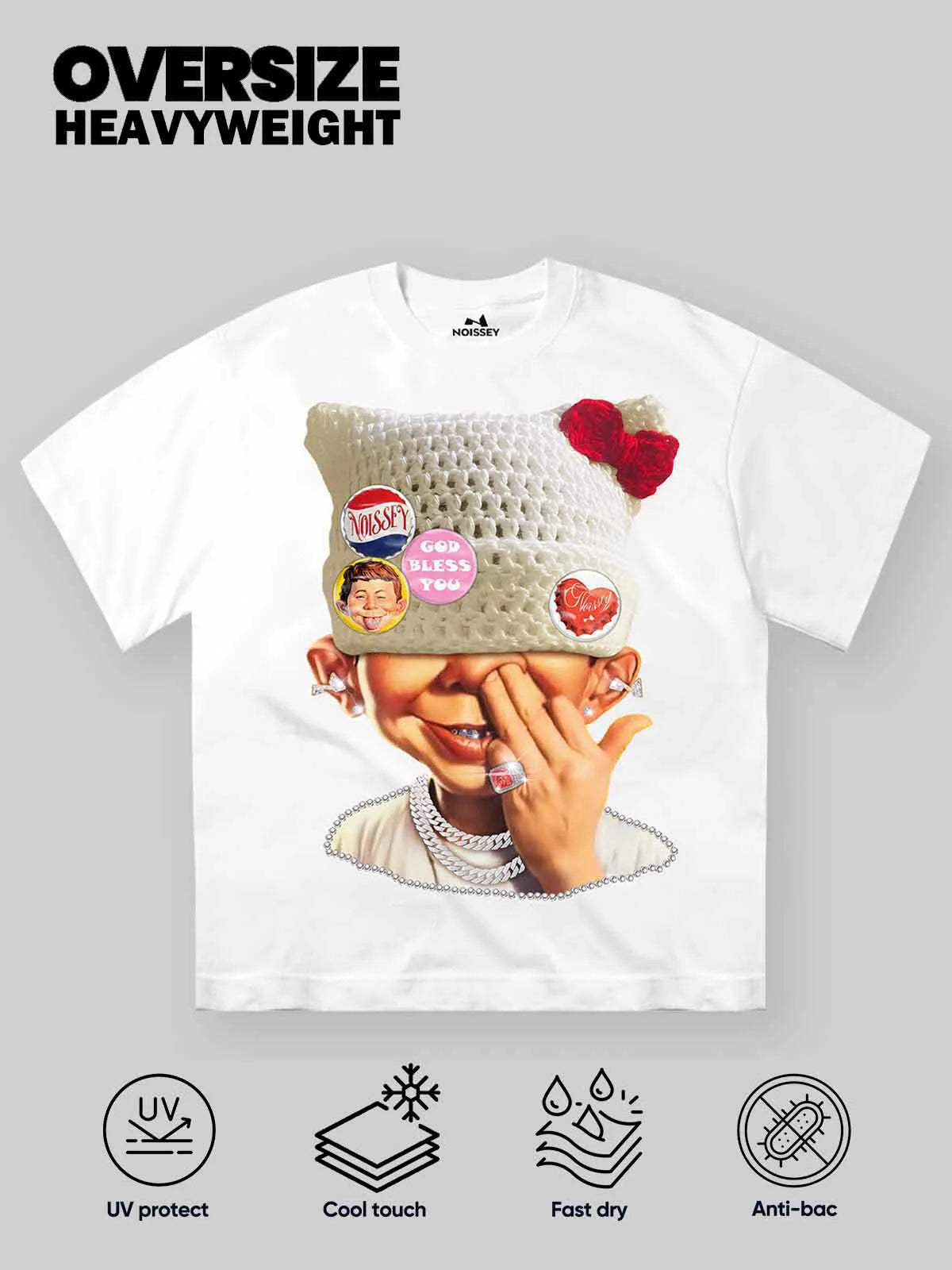 T-SHIRT NOISSEY WHITE OVERSIZE ART BAD BOY  UNCINETTO