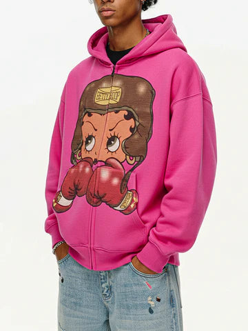 FELPA CON CAPPUCCIO ZIP STAMPA  BETTY BOOP - NOISSEY