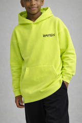 FELPA OVER BAMBINO  BOXY CON CAPPUCCIO BASICA LOGO - HAMEN - ART. LOGO.H