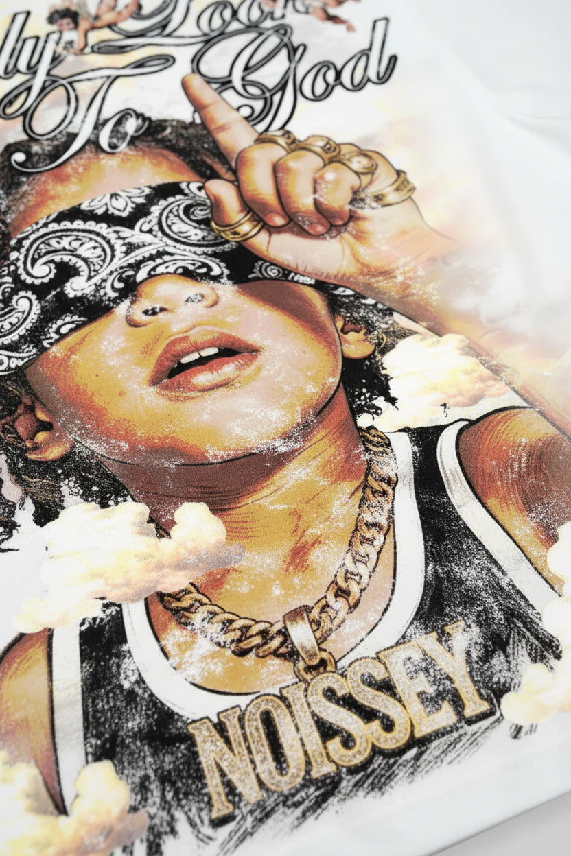 T-SHIRT NOISSEY BOXYFIT OVERSIZE BIANCA ART ONLY GOD