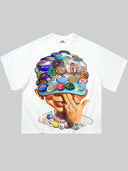 T-SHIRT NOISSEY BAD BOY  BOXY OVERSIZED BIANCA ART CAP AZZURRO  SPILLE
