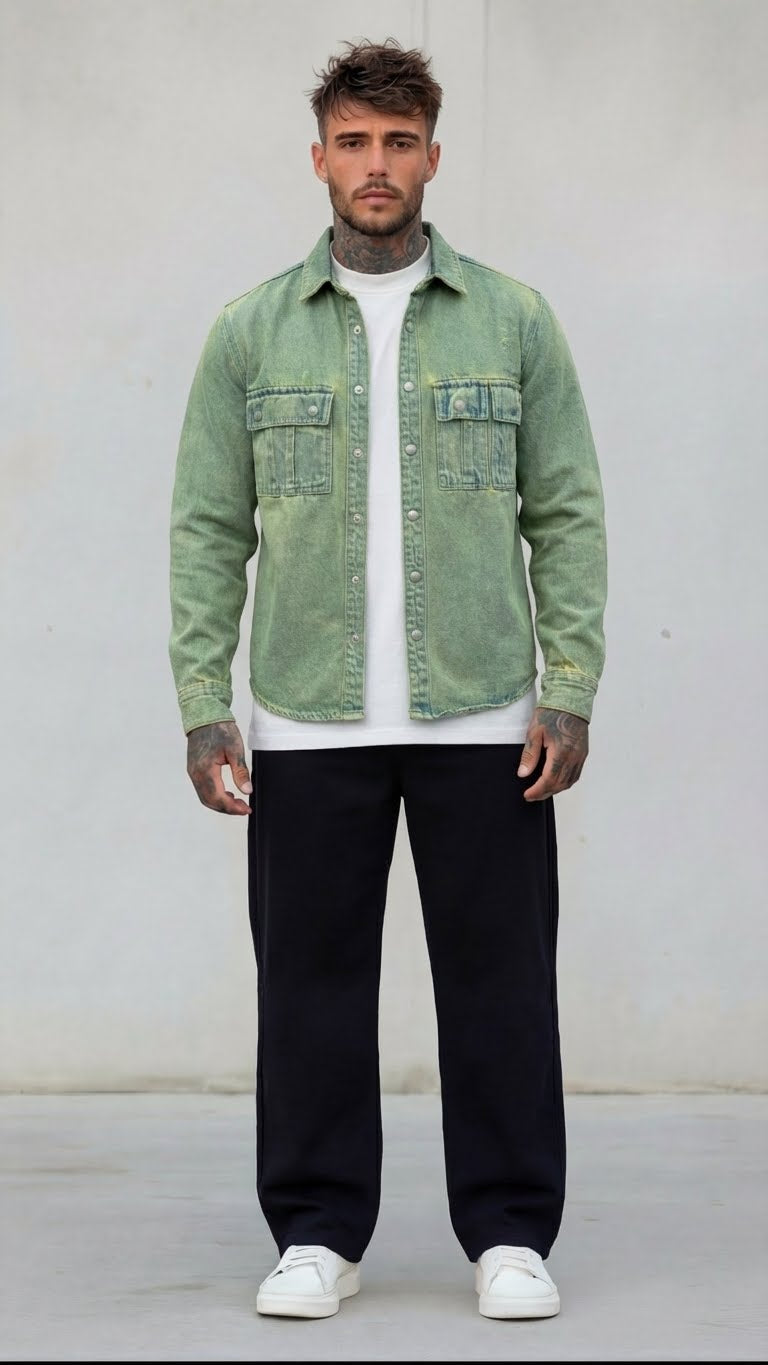 GIACCA OVERSHIRT SPORCATA - BERNA - ART. 25123430 - COL. DENIM