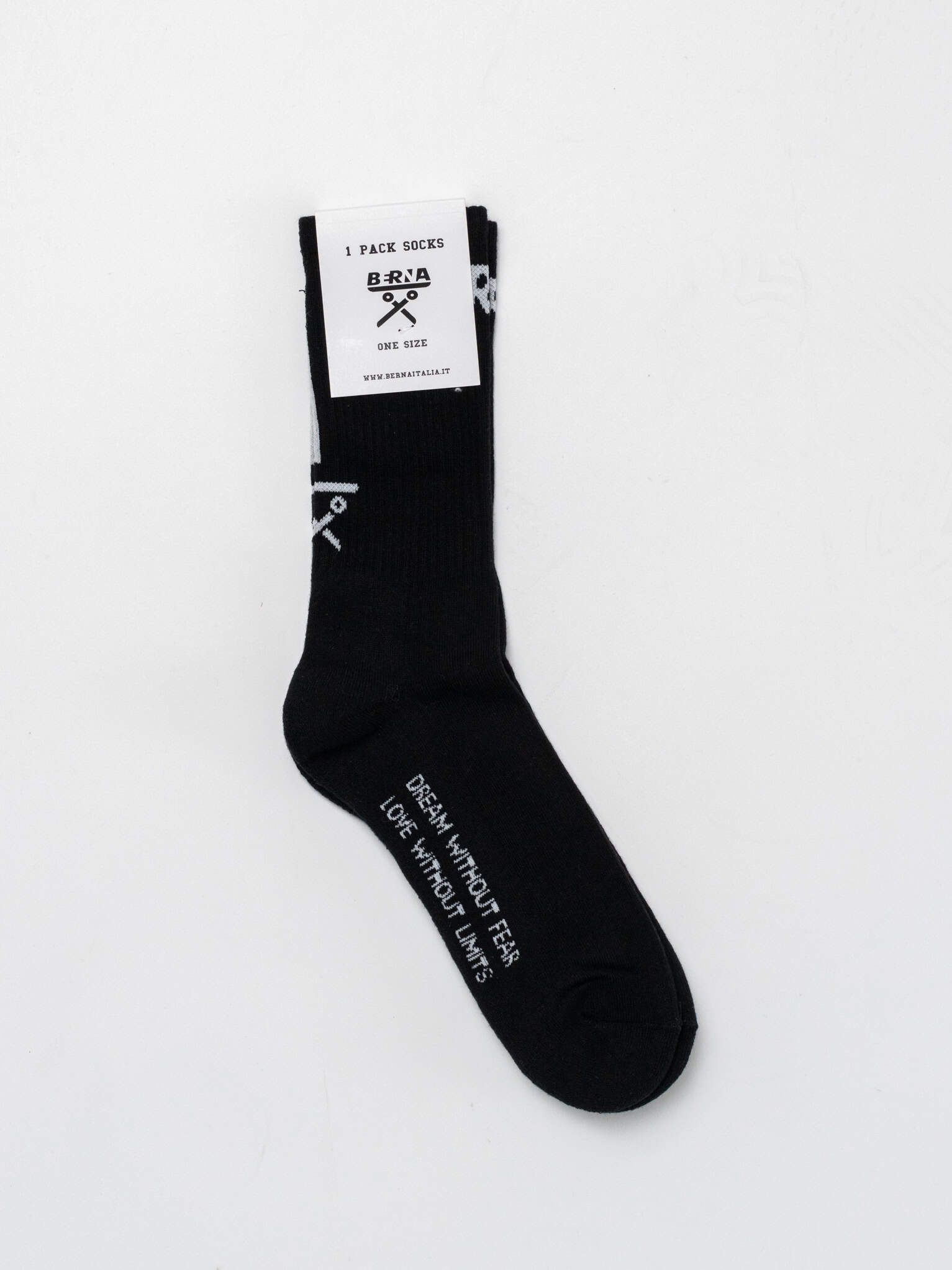 CALZE BERNA ITALIA SPUGNA UNISEX BLACK&WHITE LOGO E LINEA A CONTRASTO SUL RETRO