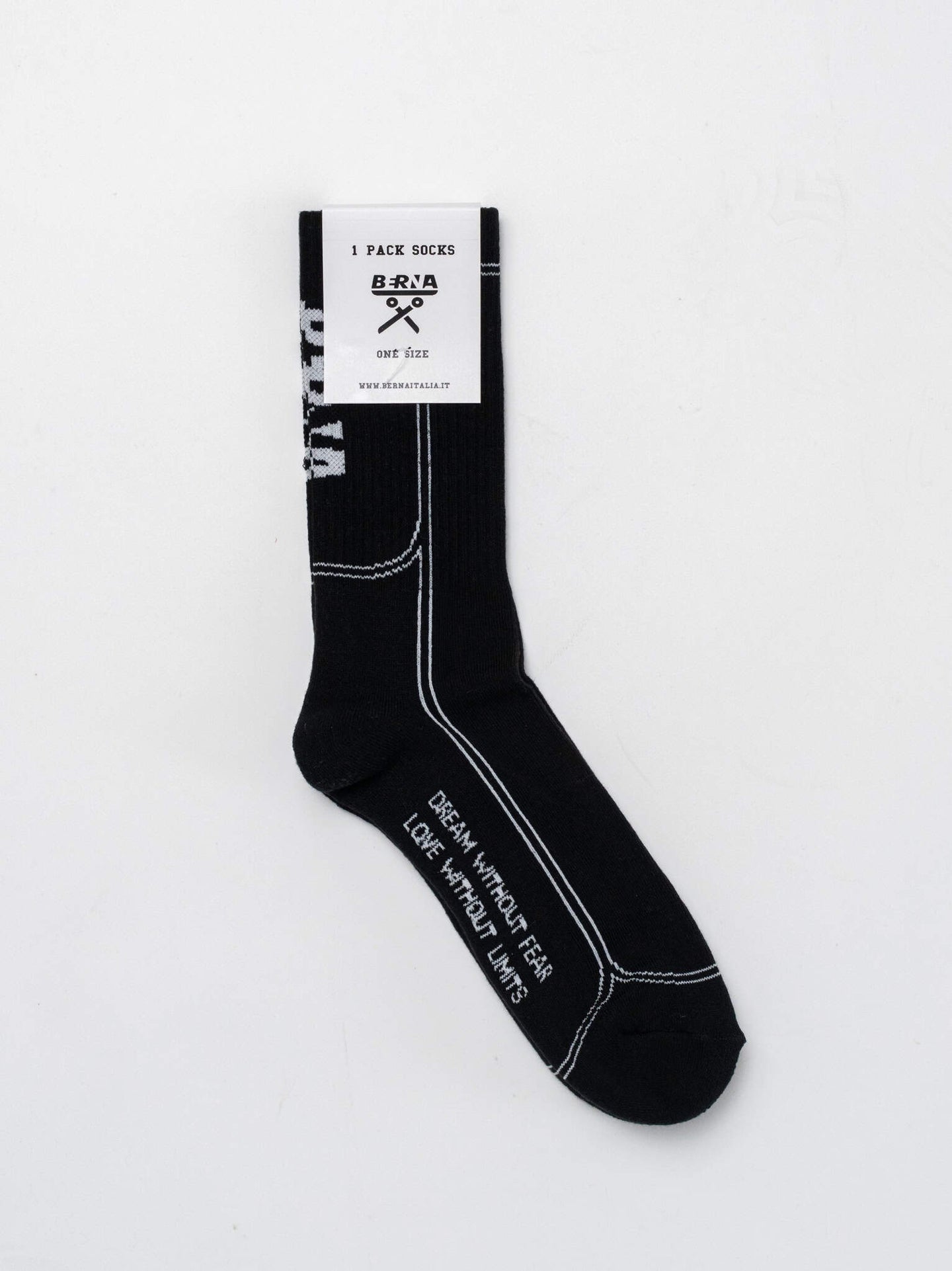 CALZE BERNA ITALIA SPUGNA UNISEX BLACK&WHITE LOGO RETRO