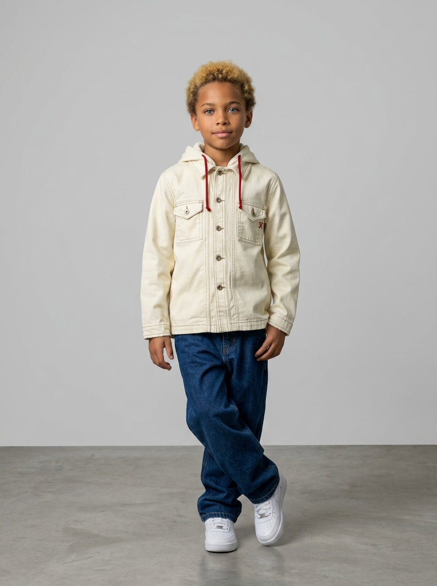 GIUBBINO BERNA KIDS  CAMICIA CON CAPPUCCIO REMOVIBILE  PANNA ART K 240169 128