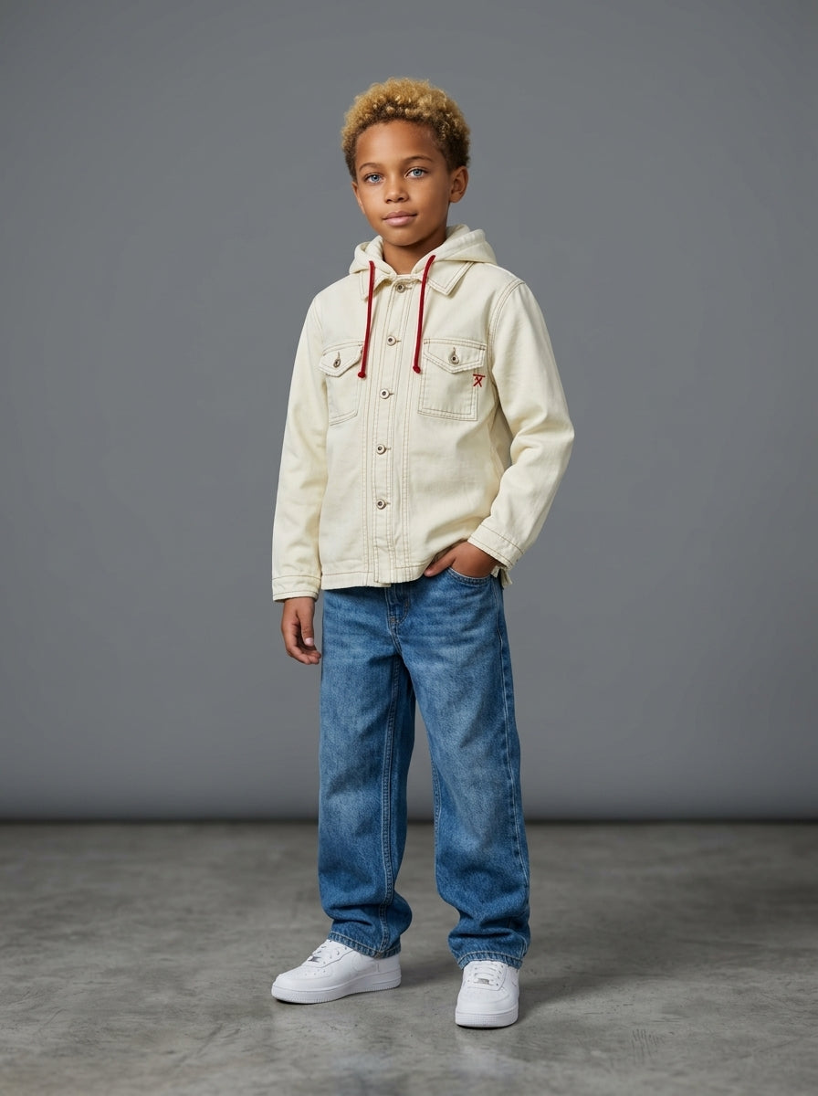 GIUBBINO BERNA KIDS  CAMICIA CON CAPPUCCIO REMOVIBILE  PANNA ART K 240169 128
