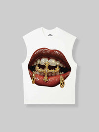 T-SHIRT CANOTTA NOISSEY WHITE ART BOCCA LIP  DIAMOND
