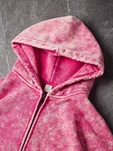 FELPA NOISSEY CON CAPPUCCIO SQUADRATA ZIP E STAMPA VINTAGE LAVATA VERGINE
