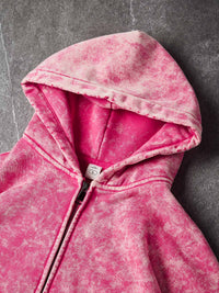 FELPA NOISSEY CON CAPPUCCIO SQUADRATA ZIP E STAMPA VINTAGE LAVATA VERGINE