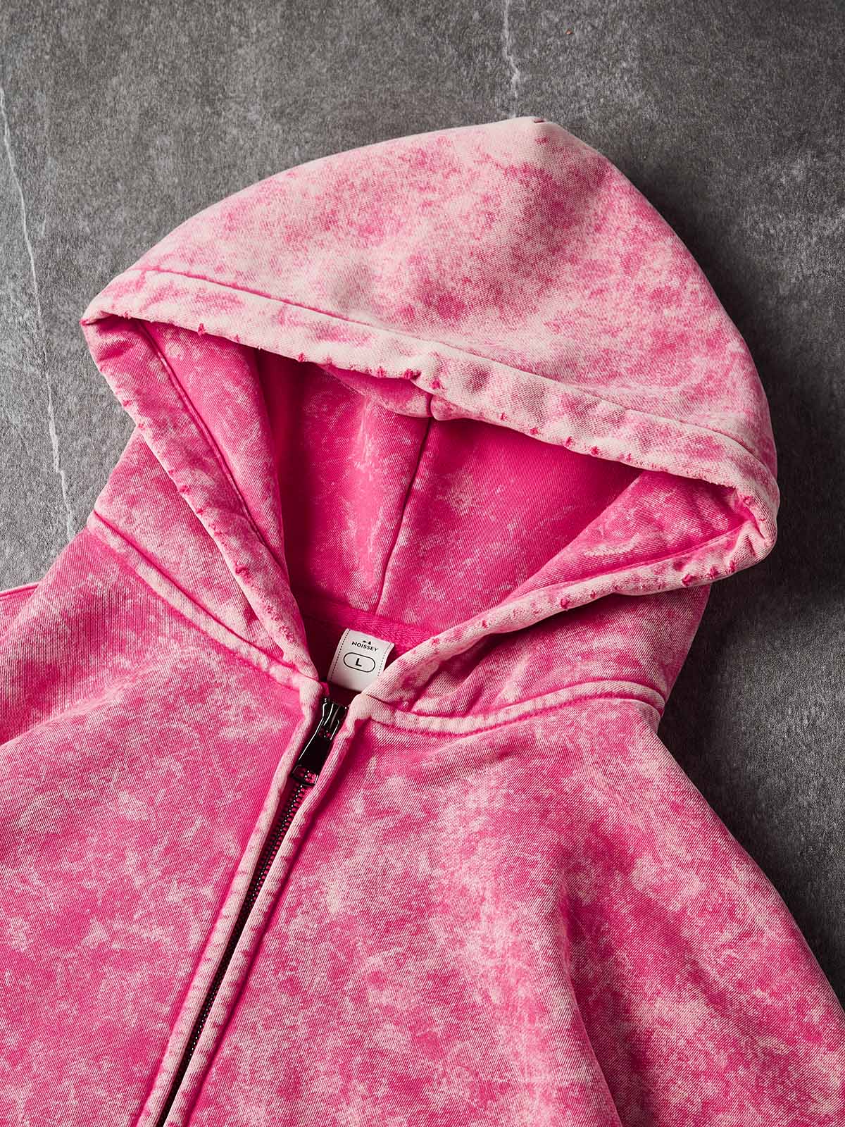 FELPA NOISSEY CON CAPPUCCIO SQUADRATA ZIP E STAMPA VINTAGE LAVATA VERGINE