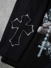 FELPA NOISSEY GIROCOLLO STAMPA CON  COLLANA DI CROCI