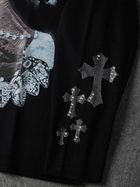 FELPA NOISSEY GIROCOLLO STAMPA CON  COLLANA DI CROCI