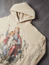 FELPA NOISSEY CON CAPPUCCIO BEIGE BOXY OVERSIZE STAMPA VIRGIN & CHILD