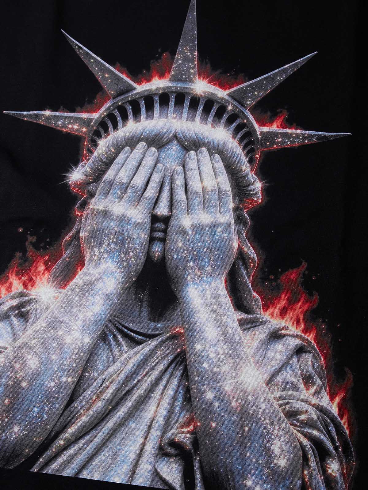 T-SHIRT LONG SLEVE BLACK ART STATUA LIBERTY