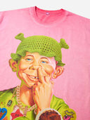 T-SHIRT PINK   STAMPA  SHREK  CAPPELLO UNCINETTO   -  NOISSEY