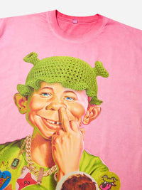 T-SHIRT PINK   STAMPA  SHREK  CAPPELLO UNCINETTO   -  NOISSEY
