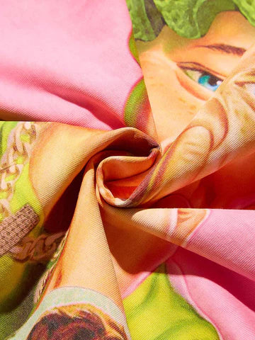 T-SHIRT PINK   STAMPA  SHREK  CAPPELLO UNCINETTO   -  NOISSEY