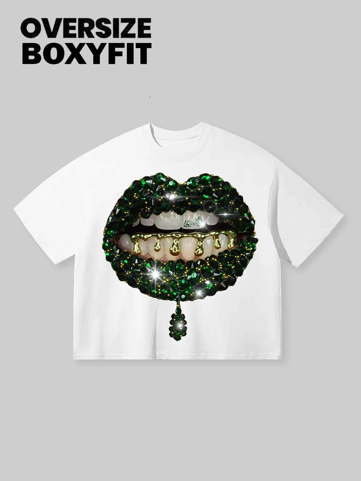 T-SHIRT NOISSEY BOXY FIT OVERSIZE WHITE ART BOCCA GREEN