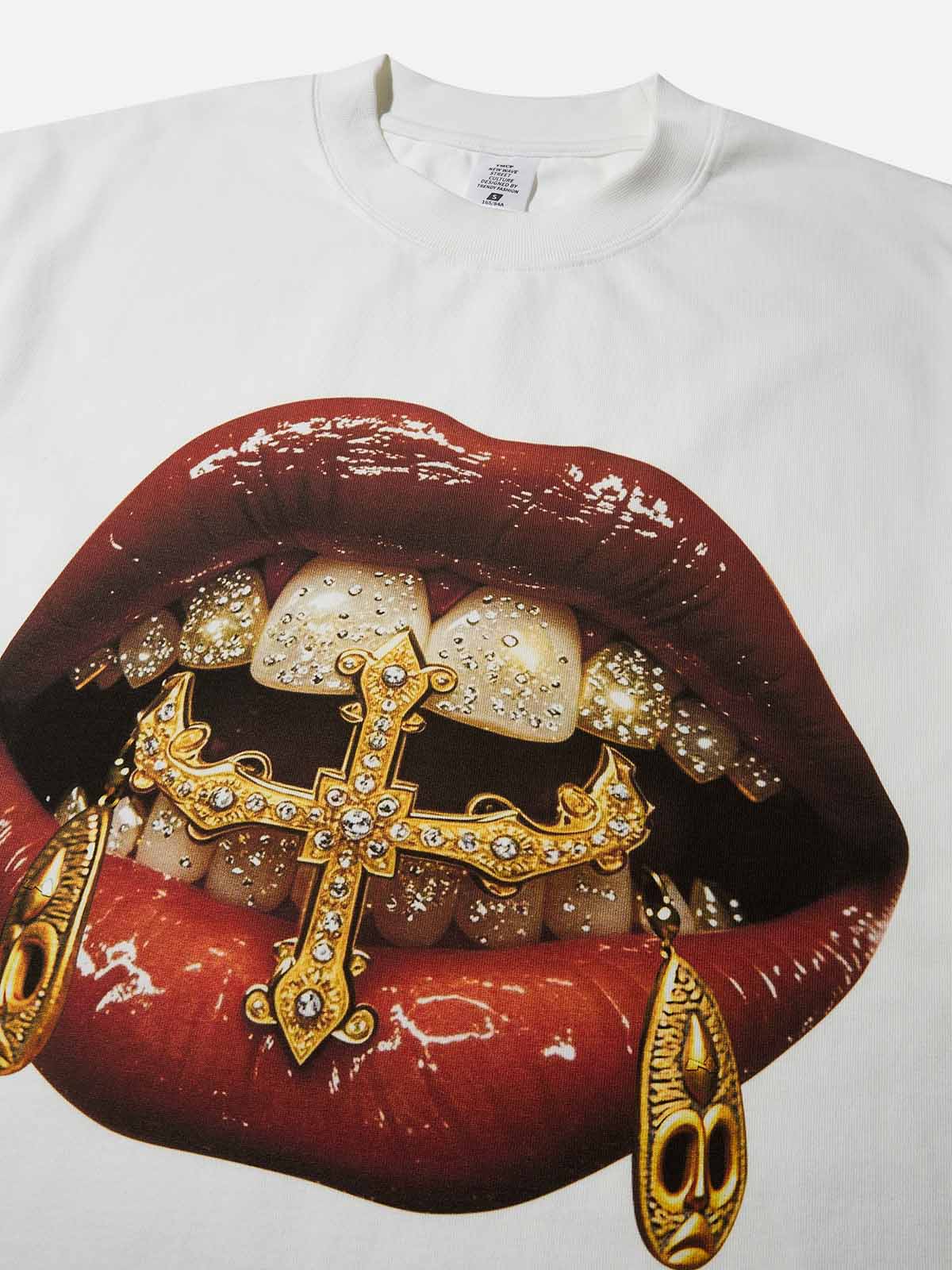 T-SHIRT CANOTTA NOISSEY WHITE ART BOCCA LIP  DIAMOND