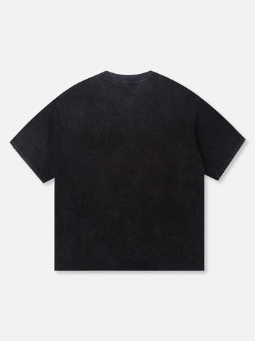 T-SHIRT  OVERSIZE  NERO LAVATA  CON STAPA PASSAMONTAGNA ROSA -  NOISSEY