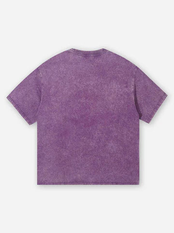 T-SHIRT CON STAMPA BOCCA E CROCI  GRILLS PURPLE WASHED PRINT  - NOISSEY