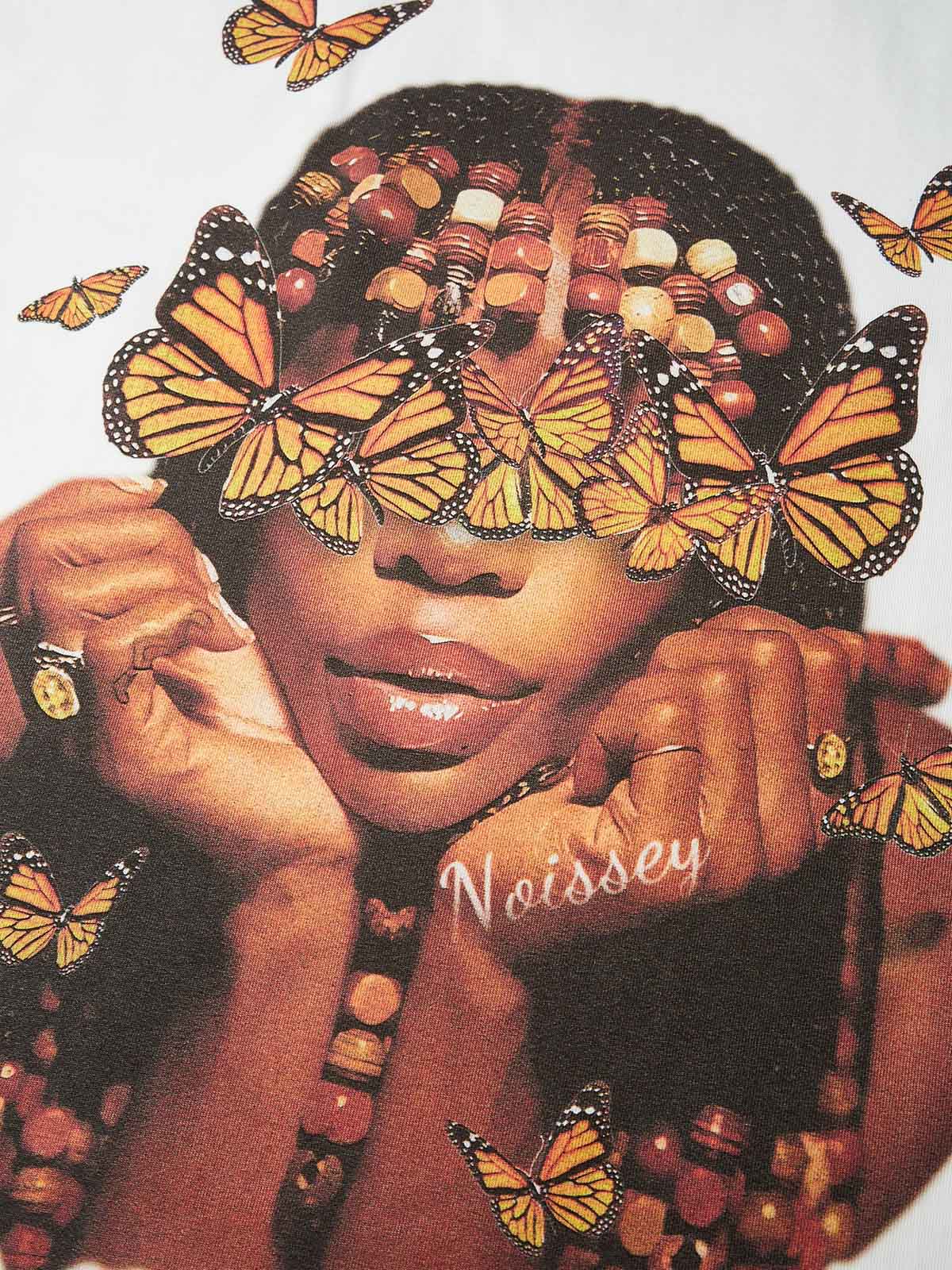 T-SHIRT NOISSEY WHITE BOXYFIT OVERSIZE ART BUTTERFLY GIRL