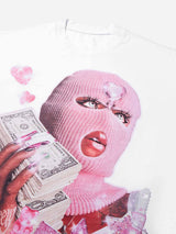 T-SHIRT NOISSEY WHITE BOXYFIT ART PASSAMONTAGNE GIRL PINK
