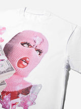 T-SHIRT NOISSEY WHITE BOXYFIT ART PASSAMONTAGNE GIRL PINK