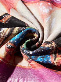 T-SHIRT CON STAMPA BOCCA E CROCI  GRILLS PURPLE WASHED PRINT  - NOISSEY