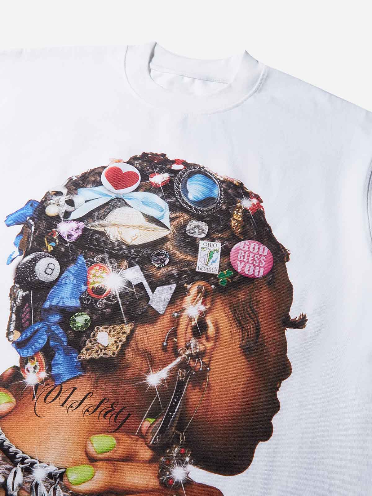T-SHIRT NOISSEY OVERSIZE  WHITE  ART COLORFUL DIAMOND