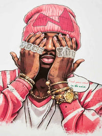 T-SHIRT BOXY  OVERSIZE  STAMPA PINK BEANIE  - NOISSEY