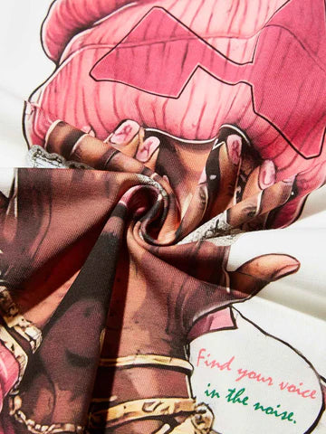 T-SHIRT BOXY  OVERSIZE  STAMPA PINK BEANIE  - NOISSEY