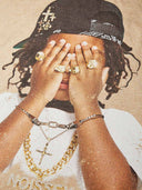 T-SHIRT SABBIA  BOXY  OVERSIZE  STAMPA  HIP - HOP KID   - NOISSEY