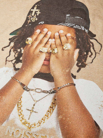 T-SHIRT SABBIA  BOXY  OVERSIZE  STAMPA  HIP - HOP KID   - NOISSEY