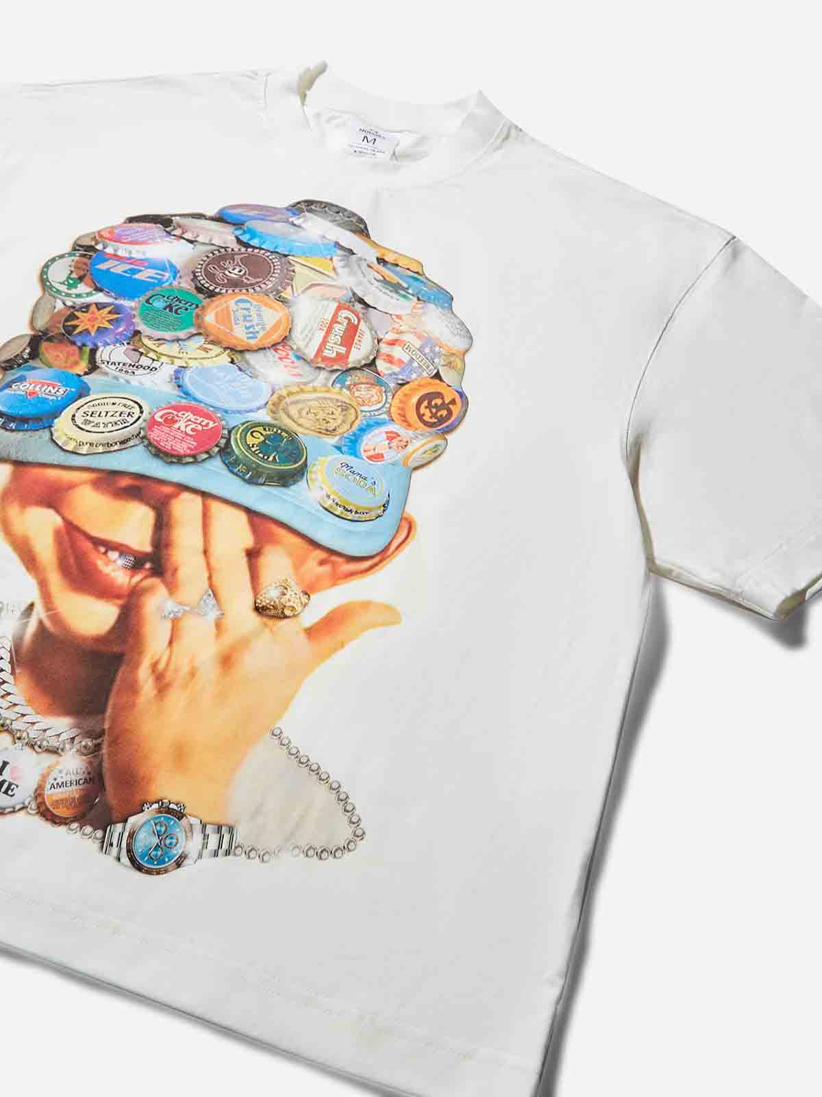 T-SHIRT NOISSEY BAD BOY  BOXY OVERSIZED BIANCA ART CAP AZZURRO  SPILLE