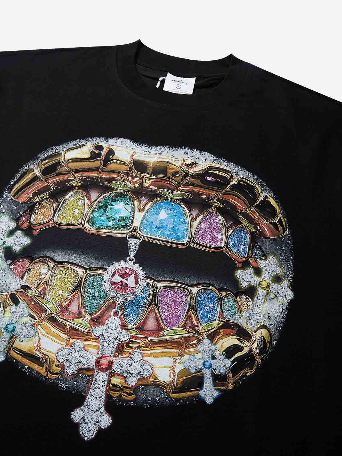 T-SHIRT NOISSEY  BLACK BOXYFIT OVERSIZE ART BOCCA DIAMOND