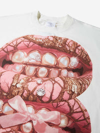 T-SHIRT NOISSEY  WHITE BOXYFIT OVERSIZE ART BOCCA PINK PEARL