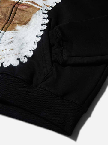 FELPA CON CAPPUCCIO ZIP STAMPA PEARL MASK  NERO   - NOISSEY