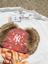 T-SHIRT BOXY  OVERSIZE  STAMPA BAD BOY & RED DIAMOND BEANIE  - NOISSEY