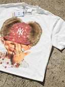 T-SHIRT BOXY  OVERSIZE  STAMPA BAD BOY & RED DIAMOND BEANIE  - NOISSEY