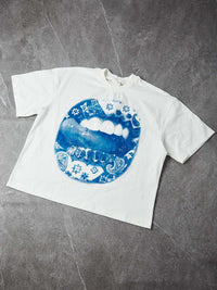 T-SHIRT BOXYFIT OVERSIZE  NOISSEY BIANCO BOCCA BLUE