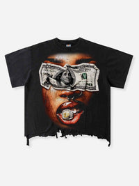 T-SHIRT NOISSEY  BLACK  BOXYFIT OVERSIZE TAGLIO VIVO ART MONEY & GOLD