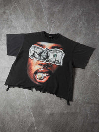 T-SHIRT NOISSEY  BLACK  BOXYFIT OVERSIZE TAGLIO VIVO ART MONEY & GOLD