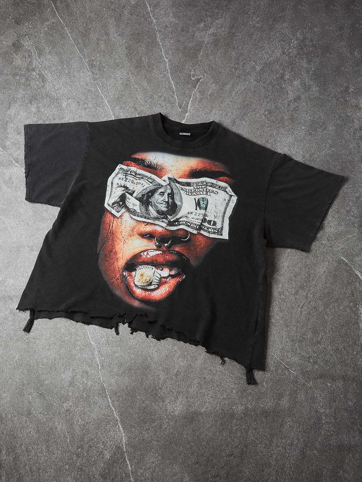 T-SHIRT NOISSEY  BLACK  BOXYFIT OVERSIZE TAGLIO VIVO ART MONEY & GOLD