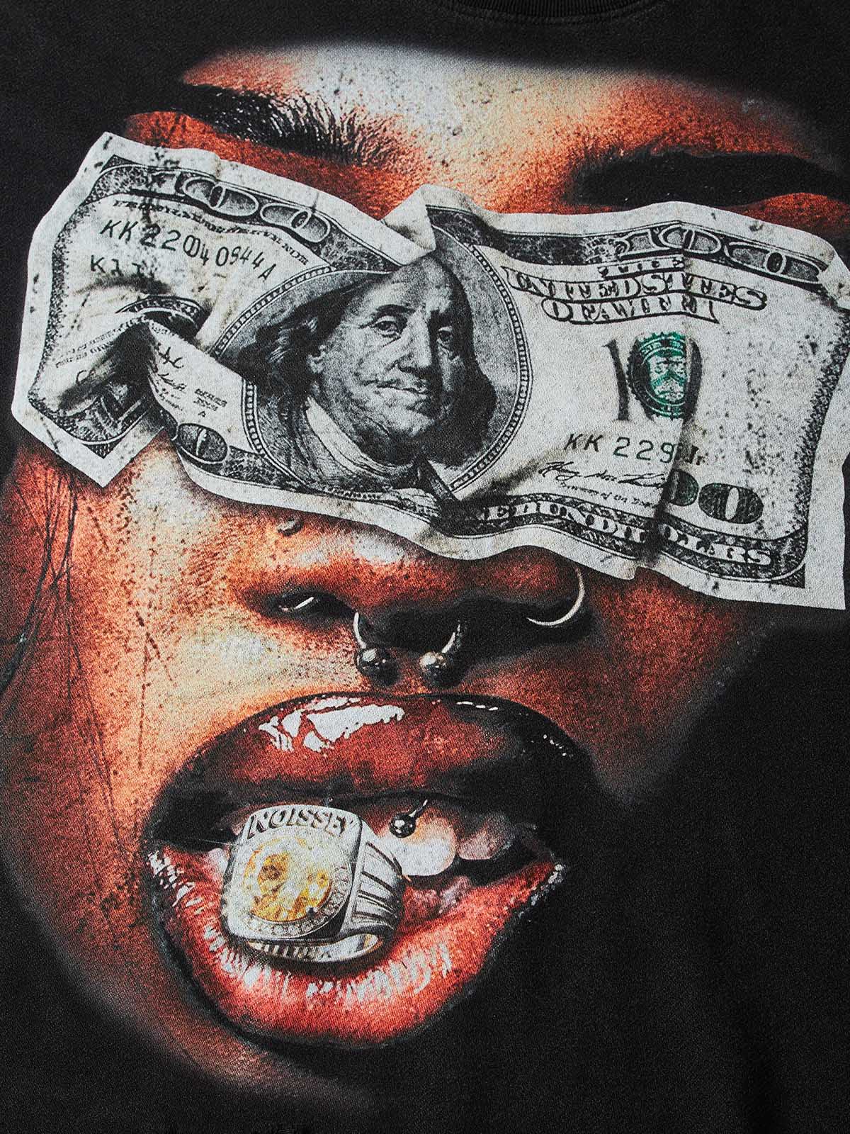 T-SHIRT NOISSEY  BLACK  BOXYFIT OVERSIZE TAGLIO VIVO ART MONEY & GOLD
