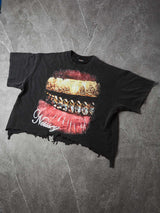 T-SHIRT NOISSEY  BLACK  BOXYFIT OVERSIZE  ROTTA  ART LIPS & GOLDEN